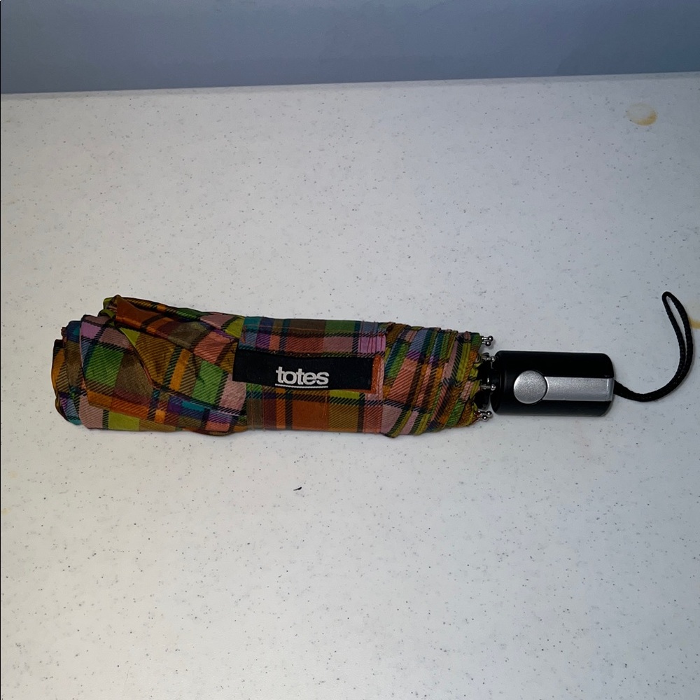 Totes Multicolor Checkered Umbrella